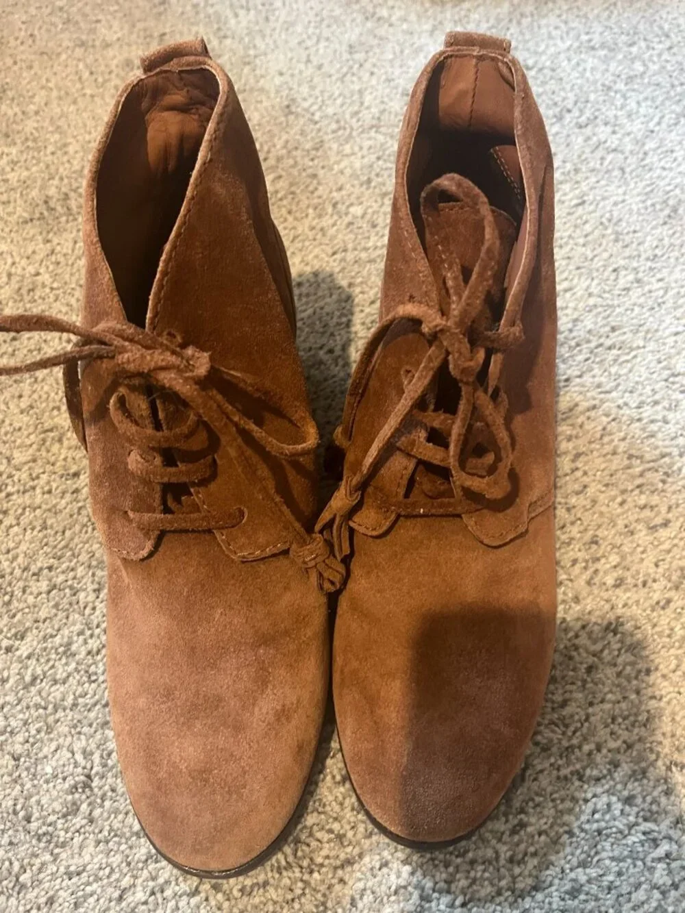NURTURE BROWN BLOCK HEEL BOOTIES SUEDE LEATHER SZ 7.5M